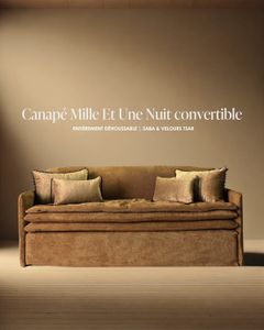 Canapé lit convertible Mille Et Une Nuit 200 cm Saba havane & velours Tsar ( couchage 160 cm ) - Sofa by Bérengère Leroy