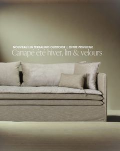 Canapé Mille Et Une Nuit 240 cm lin Terralino sable & velours Tsar sable - Sofa by Bérengère Leroy