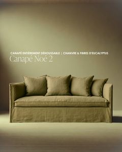 Canapé Noé 200 cm en tissu Origine chanvre & fibres d’eucalyptus coloris Havane beach - Sofa by Bérengère Leroy