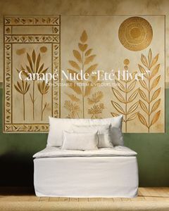 Canapé Nude 120 cm “Eté Hiver” Totem blanc & velours Tsar craie - Sofa by Bérengère Leroy