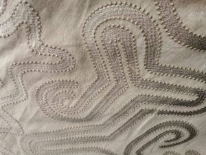 Lin brodé Byzance nature - Upholstery fabric by Bérengère Leroy