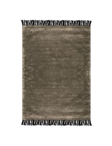 Tapis Tsar gris fumé franges lin noir - Carpet by Bérengère Leroy