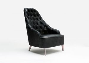 #BERTOLIVE | Design black Leather Armchair - Armchair by BertO