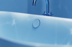 BetteMono Silhouette push control bath waste and overflow fitting, Ø52 mm, enamelled - Bathtub by Bette