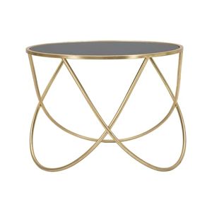 Tavolino da salotto moderno rotondo 60cm  metallo dorato e vetro nero Ring - Coffee table by BICA S.p.A