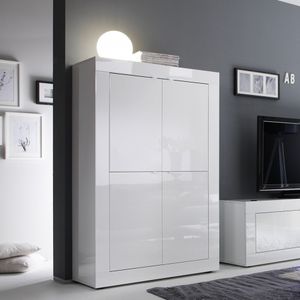 Credenza madia soggiorno cucina 4 ante bianco lucido Novia Wh Basic - wardrobe by BICA S.p.A
