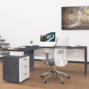 Scrivania moderna ad angolo 180x160 con cassettiera 3 cassetti New Selina Report - Desk by BICA S.p.A