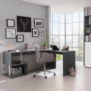 Scrivania ufficio studio angolare design moderno 180x160 cm Vilnis Dark - Desk by BICA S.p.A