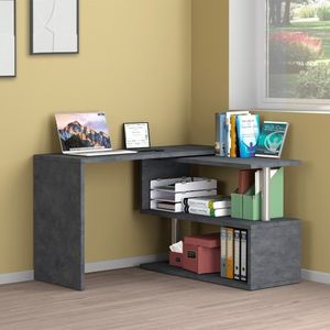 Scrivania studio ufficio angolare girevole grigio 2 ripiani Volta RT - Desk by BICA S.p.A