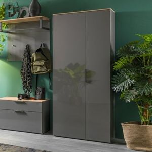 Armadio ingresso 2 ante multiuso design moderno grigio legno Konrad - wardrobe by BICA S.p.A