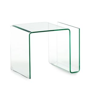 Tavolino comodino in vetro curvato con porta riviste Vallejo - Coffee table by BICA S.p.A