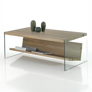 Tavolino da salotto in vetro e rovere con porta riviste Ace Wood - Coffee table by BICA S.p.A