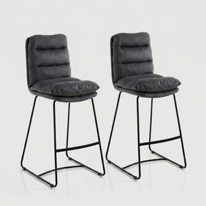 Set 2 sgabelli da bar imbottito velluto grigio gambe metallo Osten - Stool by BICA S.p.A