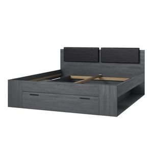 Letto matrimoniale nero contenitore 180x200 testiera rete a doghe Horseg - Accessories by BICA S.p.A