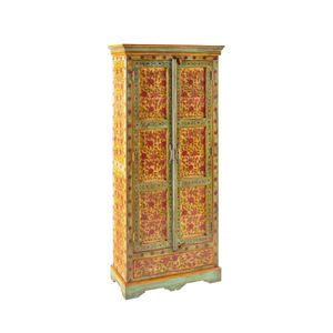 Armadio 2 ante con cassetto rosso e verde stile vintage Frida - wardrobe by BICA S.p.A