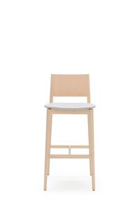 BLAZER 233 - High beech stool with back - Stool by Billiani