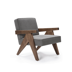 BIRDIE CLUB - Oak and linen armchair with armrests - Armchair by Blasco
