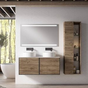 Mueble de baño suspendido CORFU con encimera madera - Washbasin cabinet by Blubbain