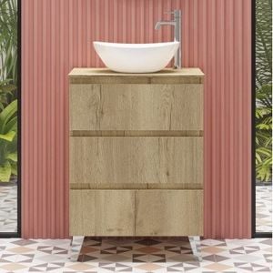 Mueble de baño al suelo SOHO con encimera de madera - Washbasin cabinet by Blubbain