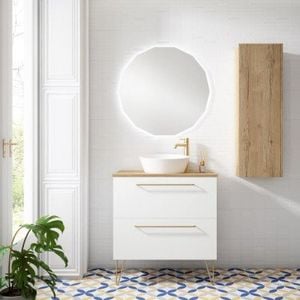 Mueble de baño suspendido TWIST con encimera madera - Washbasin cabinet by Blubbain