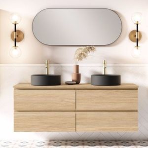 KLIMT Wall-hung Bathroom Vanity with wood countertop - Washbasin cabinet by Blubbain