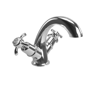 Anglesey Mono Basin Mixer (Quarter turn with White accent in Chrome) | SKU AN45-QT  | Burlington Bathrooms - Washbasin by Burlington