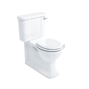 Arcade Full Back To Wall Close Coupled Pan & Dual Flush Cistern (with Nickel fixings) in Toilets | SKU ARC4 ARC5 NKL | Burlington Bathrooms - Toilet seat by Burlington