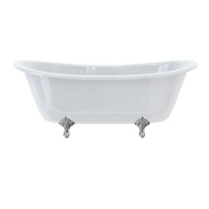 Bateau Double Ended Bath with Standard Feet (with Traditional feet in Chrome) | SKU T10F E11 CHR | Burlington Bathrooms - Bathtub by Burlington