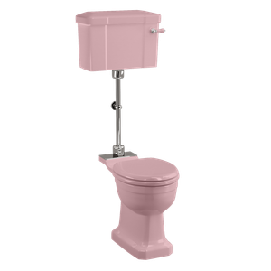 Bespoke Confetti Pink Standard Medium Level WC with 520 Lever Cistern | SKU P5 PINK T33 CHR C1 PINK | Burlington Bathrooms - Toilet seat by Burlington
