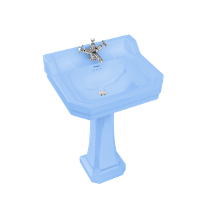 Bespoke Enchanted Blue Edwardian 56cm Basin with Standard Pedestal (with 1 tap hole) | SKU B4 1TH ENCH P1 ENCH | Burlington Bathrooms - Washbasin by Burlington