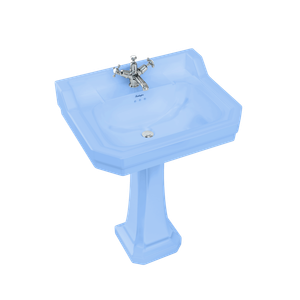 Bespoke Enchanted Blue Edwardian 61cm Basin with Standard Pedestal (with 1 tap hole) | SKU B5 1TH ENCH P1 ENCH | Burlington Bathrooms - Washbasin by Burlington