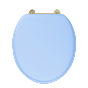 Bespoke Enchanted Blue Seat with Gold Hinges | SKU S101GOLDENCH | Burlington Bathrooms - Shower by Burlington