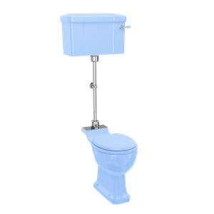 Bespoke Enchanted Blue Standard Medium Level WC with 520 Lever Cistern | SKU P5 ENCH T33 CHR C1 ENCH | Burlington Bathrooms - Toilet seat by Burlington