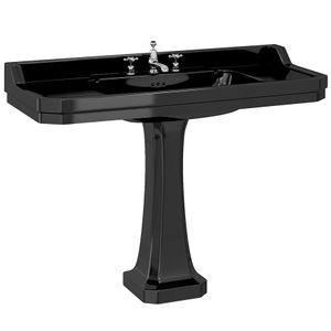 Bespoke Jet Edwardian 120cm Basin with Classic Pedestal (Jet with 3 tap holes) | SKU B19 3TH JET P6 JET | Burlington Bathrooms - Washbasin by Burlington