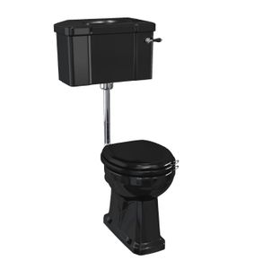 Bespoke Jet Standard Low Level WC with 520 Black Lever Cistern (With Black Flush Kit) | SKU C1 JET P2 JET T31 CHR | Burlington Bathrooms - Toilet seat by Burlington