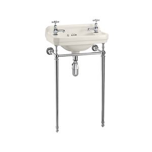 Bespoke Medici Edwardian 51cm Cloakroom Basin with Basin Stand (Medici with 2 tap holes) | SKU B8 2TH M T21A CHR | Burlington Bathrooms - Washbasin by Burlington
