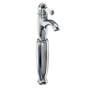 Chelsea Curved Tall Basin Mixer without Waste (with White accent) | SKU CHE2 | Burlington Bathrooms - Washbasin by Burlington