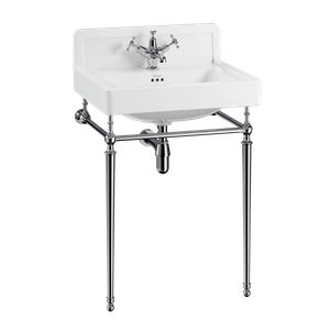 Contemporary Basin 61cm Upstand with Washstand (Contemporary Basin 61cm Upstand 1TH & Washstand Chrome) | SKU B2 UP 1TH + T23A CHR | Burlington Bathrooms - Washbasin by Burlington