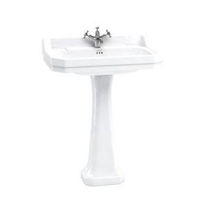 Edwardian 80cm Basin with Classic Pedestal (with 1 tap hole) in Basins | SKU P6 B18 1TH | Burlington Bathrooms - Washbasin by Burlington