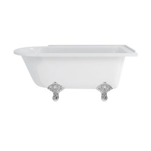 Hampton 150cm Right Handed Showering Bath with Standard Feet (Right Hand with Traditional feet in Chrome) | SKU E11 CHR E21 | Burlington Bathrooms - Bathtub by Burlington