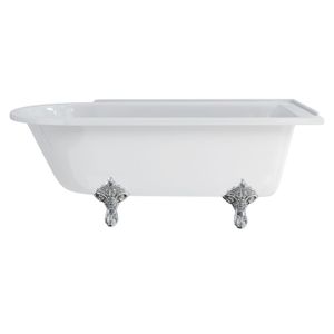 Hampton 170cm Right Handed Showering Bath with Standard Feet (Right Hand with Traditional feet in Chrome) | SKU E14 E11 CHR | Burlington Bathrooms - Bathtub by Burlington