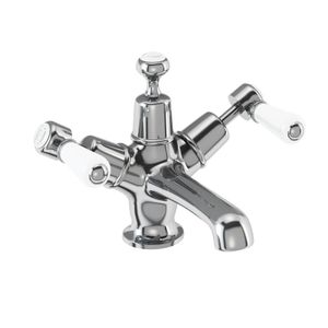 Kensington Basin Mixer with Click-Clack Waste (Quarter turn with White accent) | SKU KE6 | Burlington Bathrooms - Washbasin by Burlington