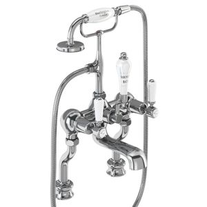 Kensington Regent Bath Shower Mixer Deck Mounted (Quarter turn with White accent) | SKU KER15 | Burlington Bathrooms - Shower by Burlington