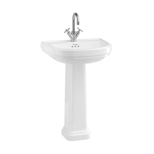 Riviera 580mm D Shape Basin with Riviera Full Pedestal (with 0 tap holes) in Basins | SKU RIV3 NTH - RIV6 | Burlington Bathrooms - Washbasin by Burlington