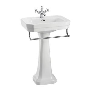 Victorian 56cm Basin, Towel Rail and Standard Pedestal (with 1 tap hole) in Basins | SKU B2 1TH P1 T1 CHR | Burlington Bathrooms - Washbasin by Burlington