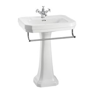Victorian 61cm Basin, Towel Rail & Regal Pedestal (with 2 tap holes) | SKU B3 2TH T3 CHR P9 | Burlington Bathrooms - Washbasin by Burlington