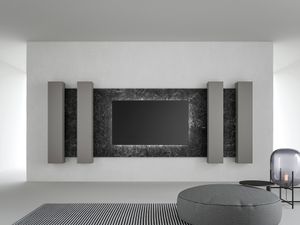 TV with Boiserie in Kera Nero Marquinia - Cabinet by Caccaro