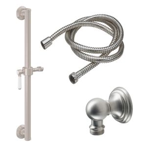 24" Grab Bar Handshower Kit - Porcelain Lever Handle with Line Base - Shower by California Faucets