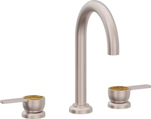 8" Widespread Lavatory Faucet with ZeroDrain - High Spout, with Tiger Eye Gemstone Handle Cap - Tap by California Faucets