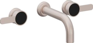 Two Handle Lavatory Wall Faucet Trim Only, with Black Glass Handle Cap - Tap by California Faucets